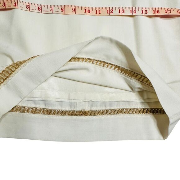 Vtg Nina K 90s cream rayon mix embroidered beaded cut out skirt suit size Small - Picture 8 of 16